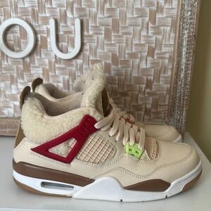 Stylish Cream and Red Sneakers